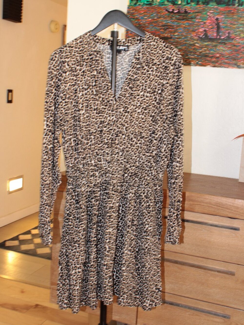 DKNY Jeans Leopard Print Fit & Flare Dress Size Large